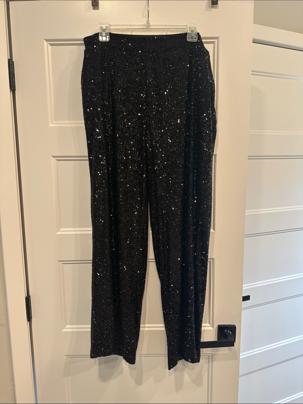 Cable & Gauge Black Sequin Straight Leg Pants